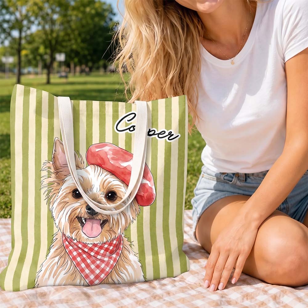 Custom Pet Portrait Tote Bag Personalized Gift for Dog and Cat Moms