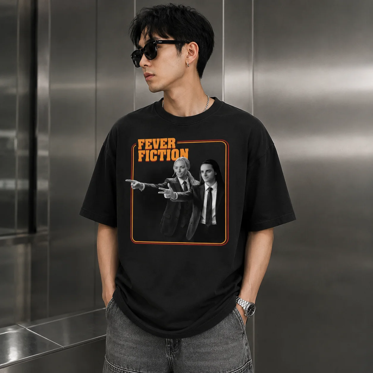 woobulk_1785491714452_0_ddf290.webp Fever Fiction Caitlin Clark Kate Martin Parody Tee Retro Movie Graphic Shirt