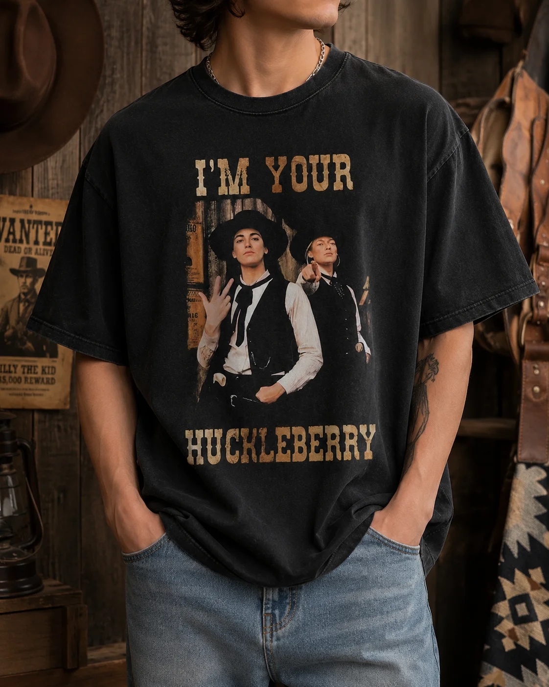 woobulk_1785550382938_0_e8c8a9.webp I'm Your Huckleberry Doc Holliday Vintage Western Tee for Movie Fans