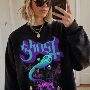 Ghost Band Tee Heavy Metal Occult Graphic T-Shirt Spooky Cauldron Design