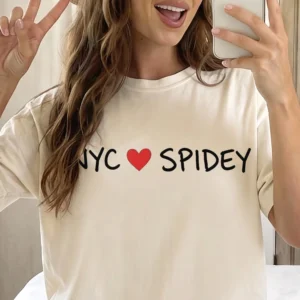 NYC Loves Spidey T-Shirt Spider-Man Fan Graphic Tee for Women