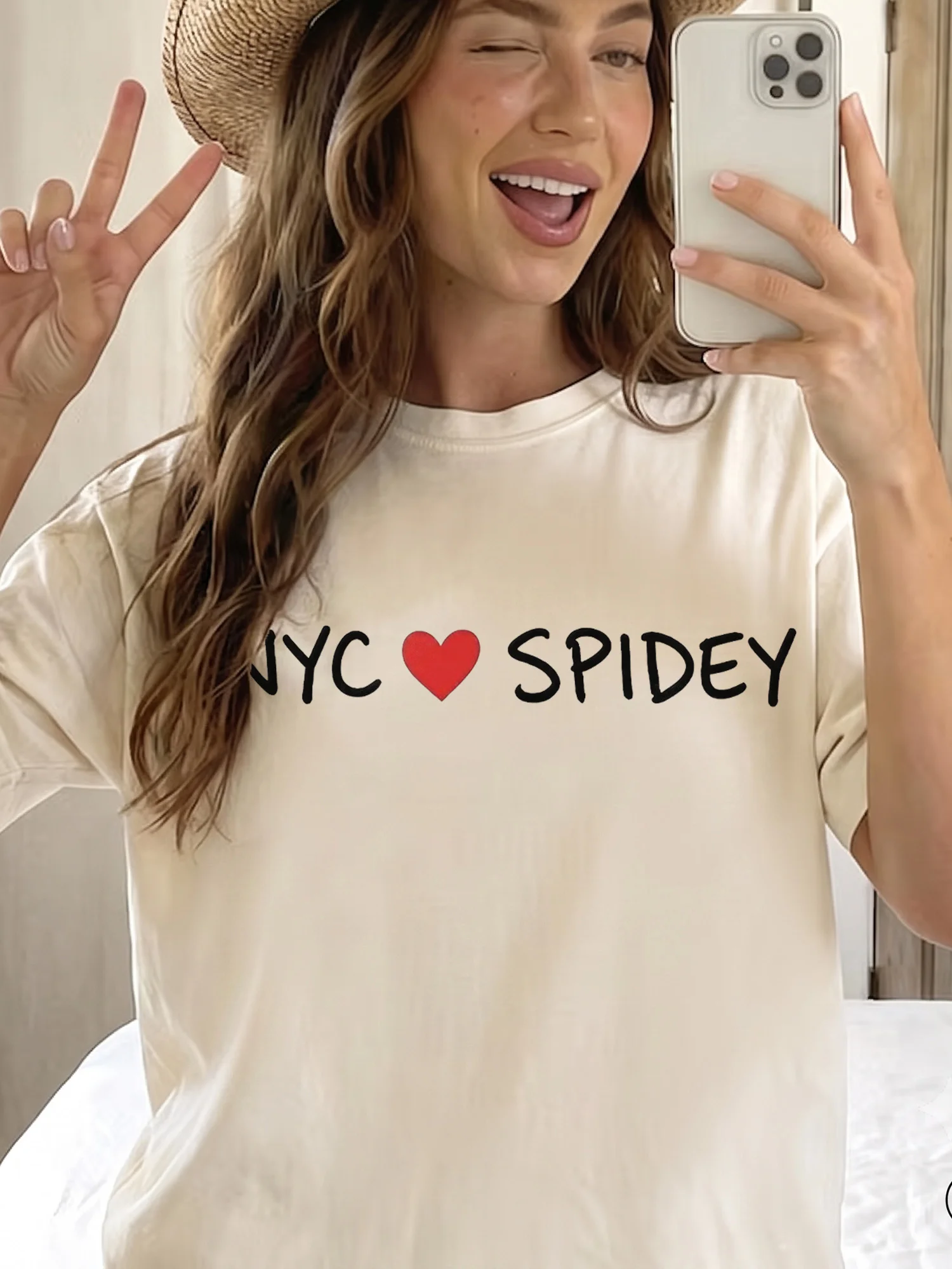 NYC Loves Spidey T-Shirt Spider-Man Fan Graphic Tee for Women