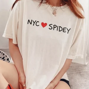 NYC Loves Spidey T-Shirt Spider-Man Fan Graphic Tee for Women
