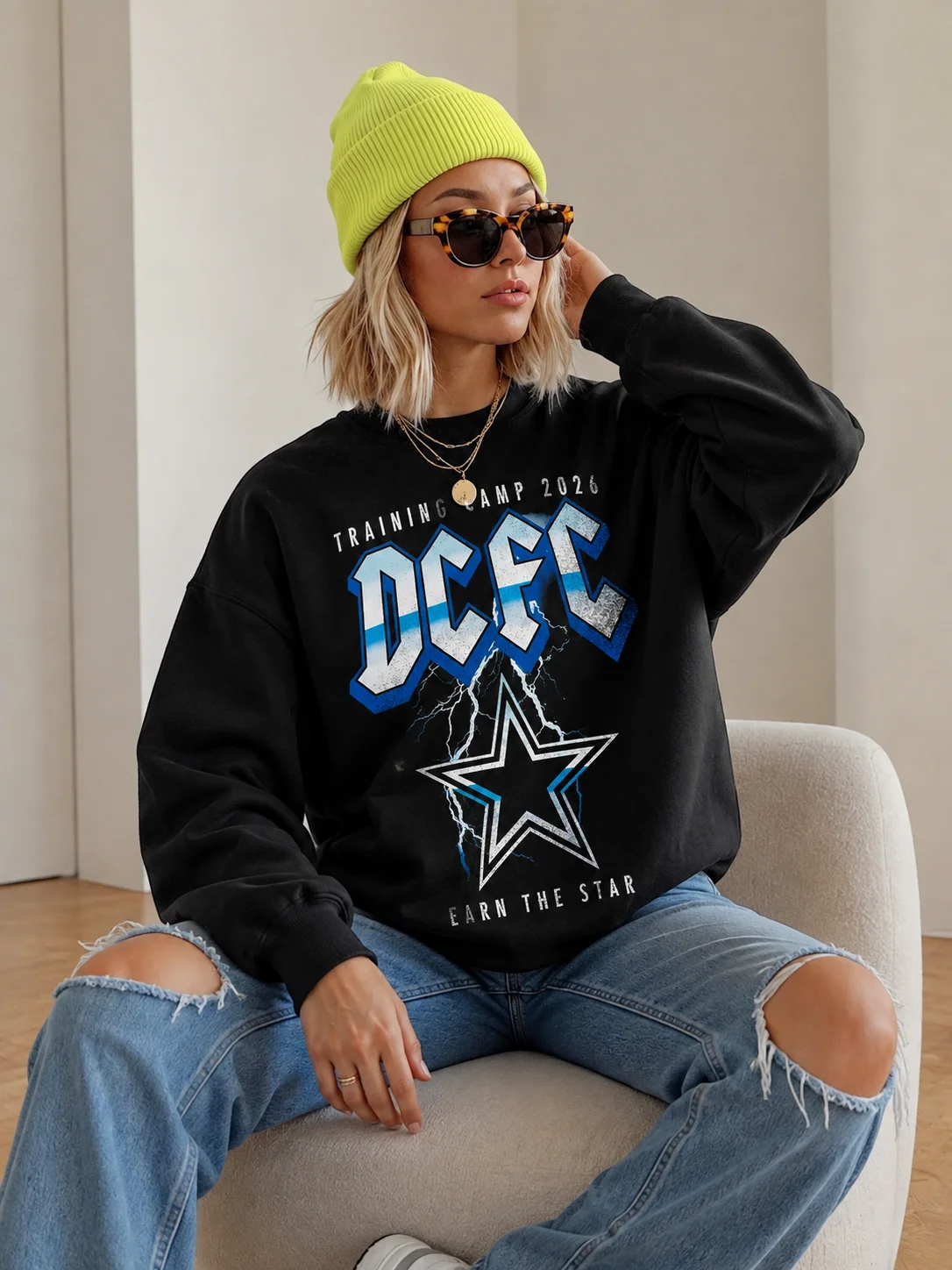 DCFC Training Camp 2026 Earn The Star Sweatshirt for Dallas Football Fans