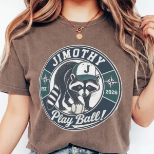 Play Ball Vintage Raccoon Custom Name Graphic Tee Retro Baseball Mom Shirt