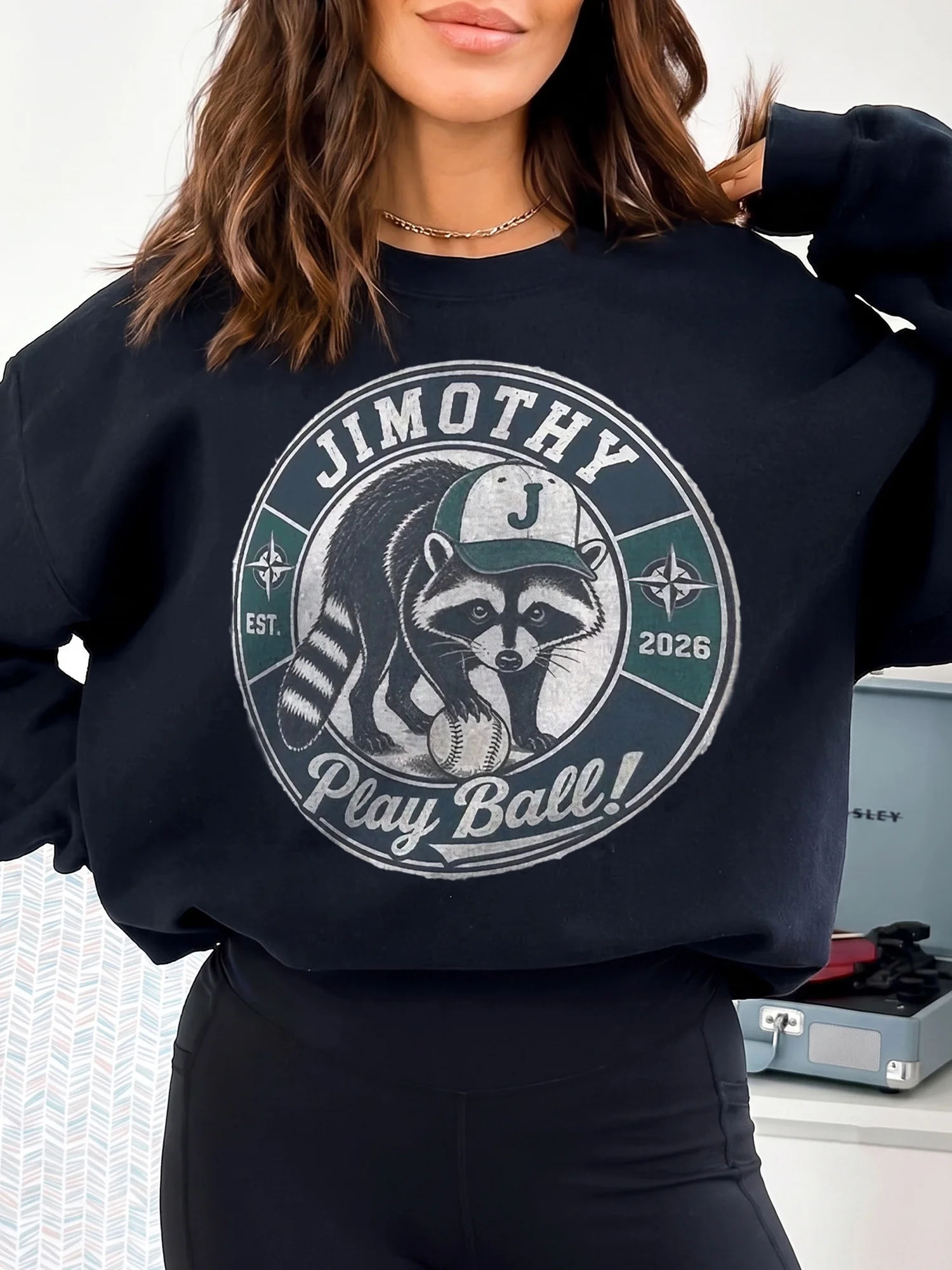 Play Ball Vintage Raccoon Custom Name Graphic Tee Retro Baseball Mom Shirt