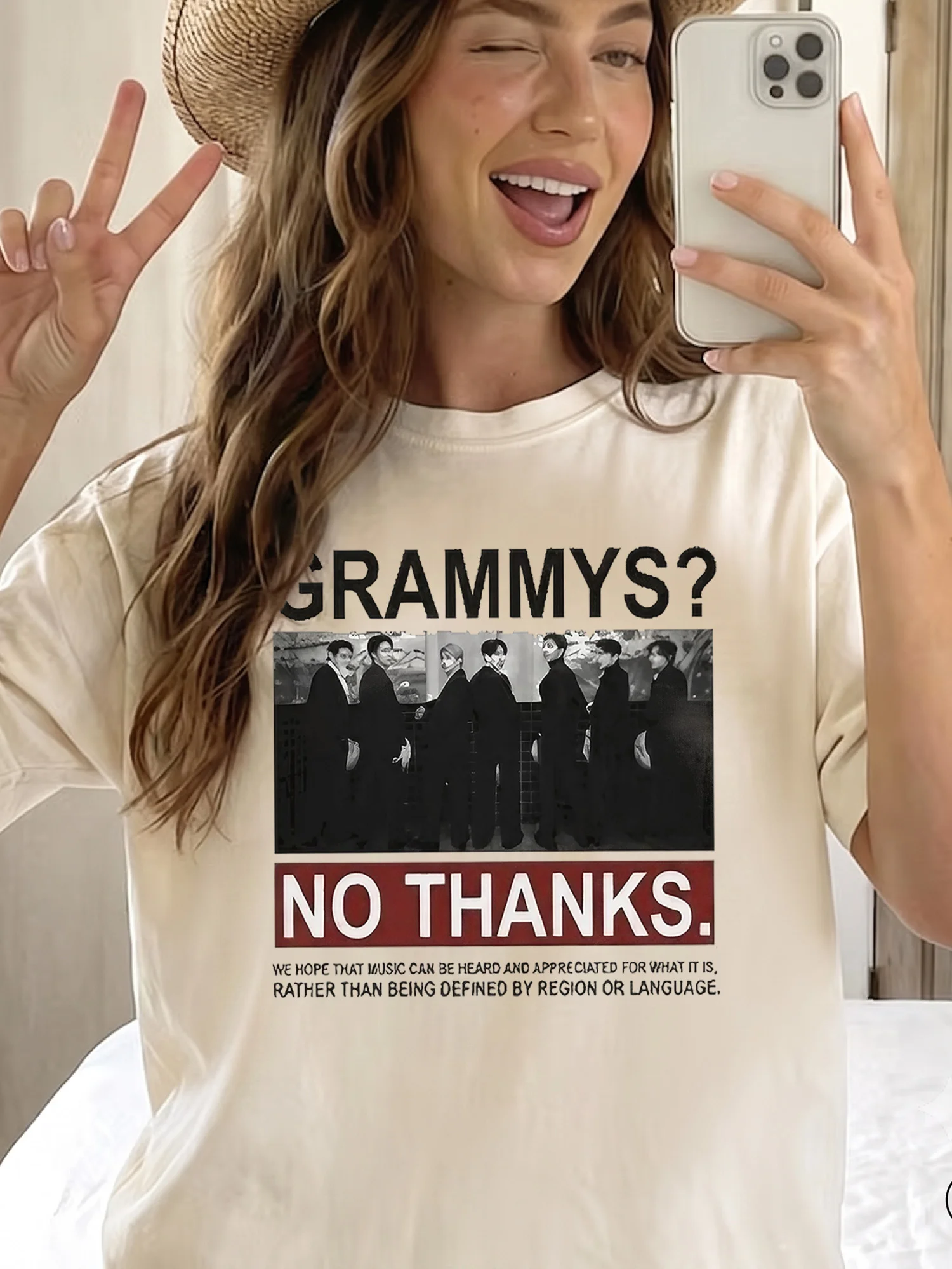 Grammys No Thanks Music Statement Graphic Sweatshirt for BTS Fans
