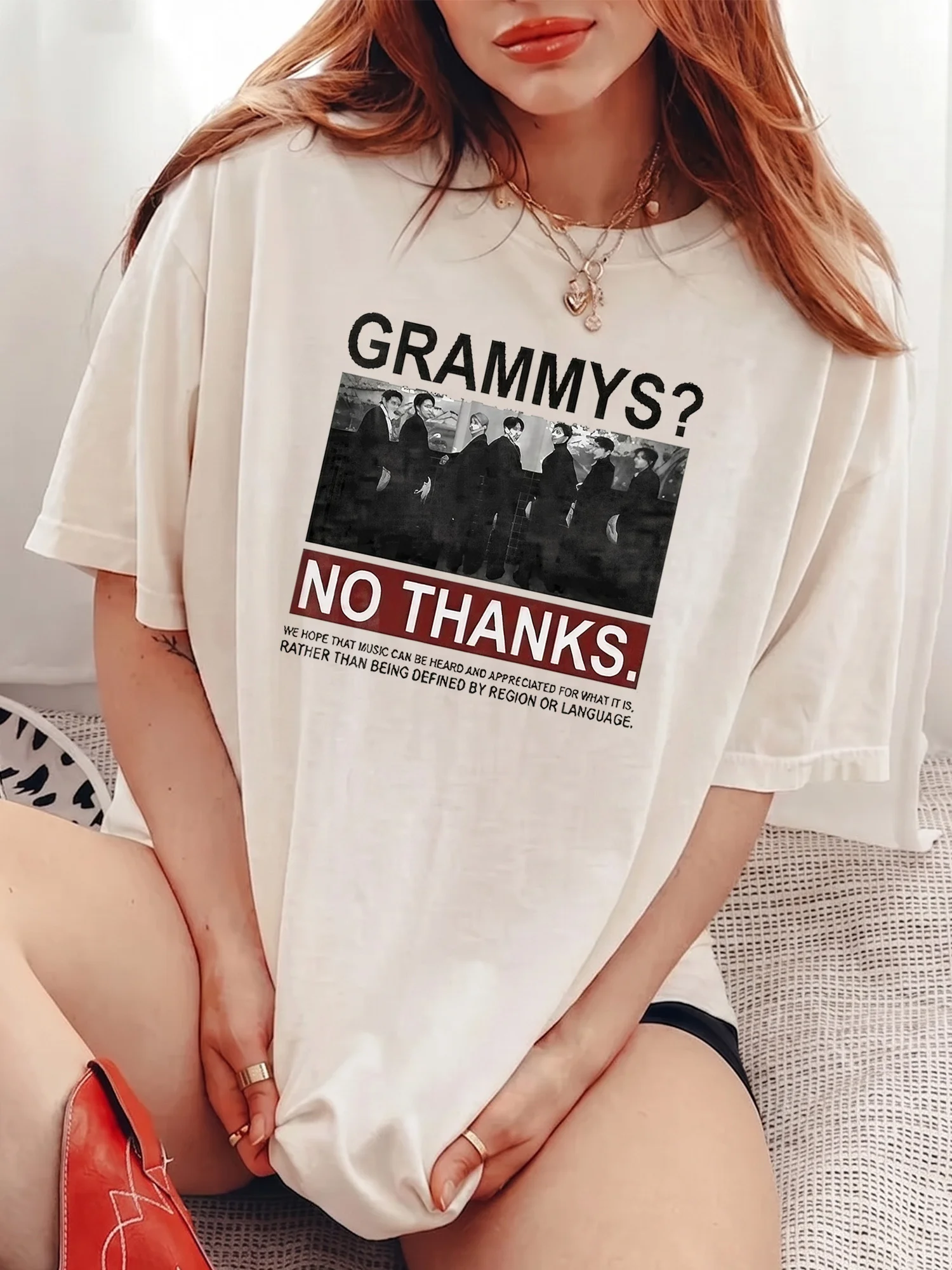 Grammys No Thanks Music Statement Graphic Sweatshirt for BTS Fans