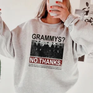 Grammys No Thanks Music Statement Graphic Sweatshirt for BTS Fans