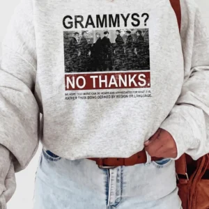 Grammys No Thanks Music Statement Graphic Sweatshirt for BTS Fans