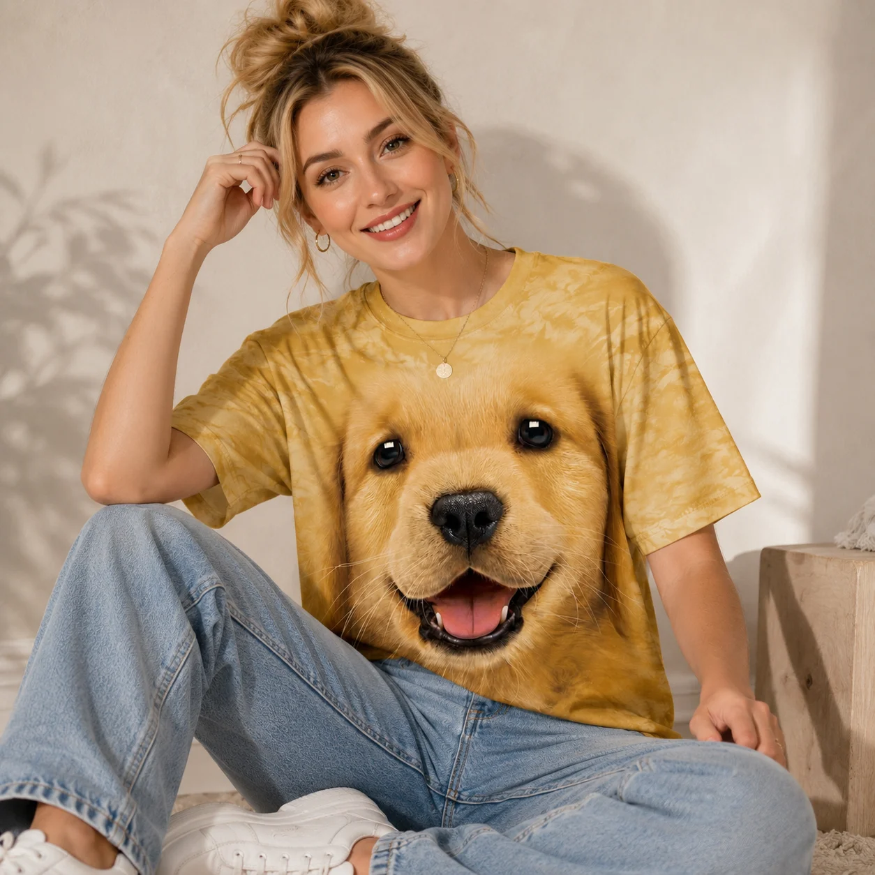 Golden Retriever Puppy Face Tie-Dye Tee Cute Dog Lover Gift