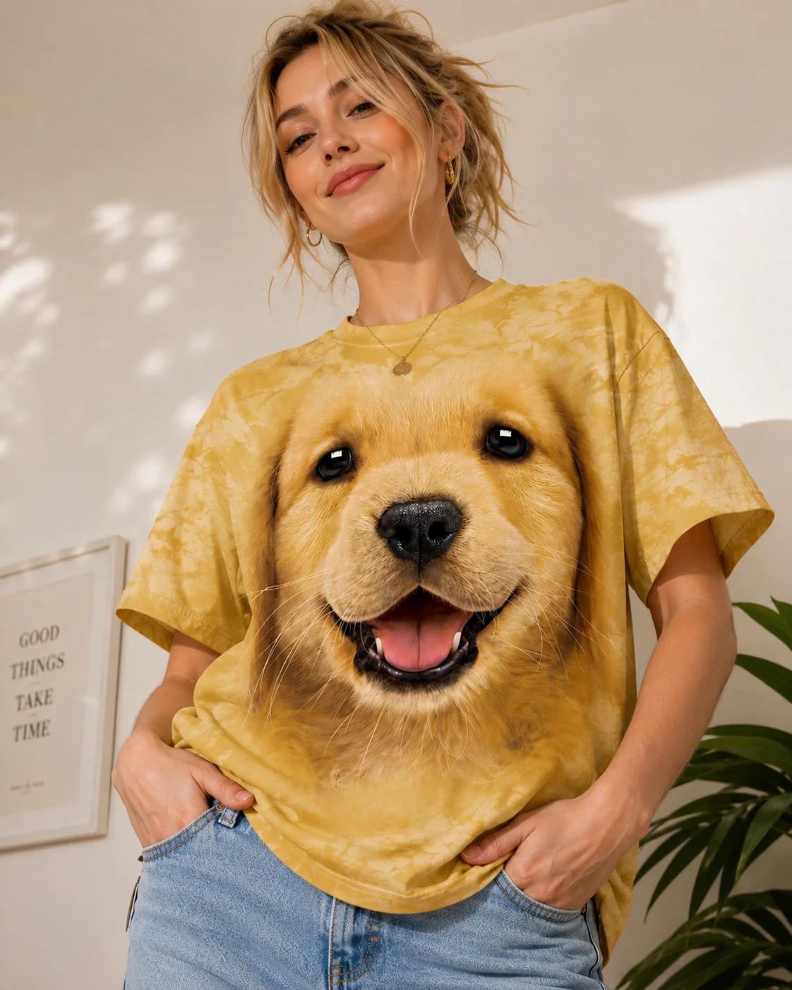 Golden Retriever Puppy Face Tie-Dye Tee Cute Dog Lover Gift
