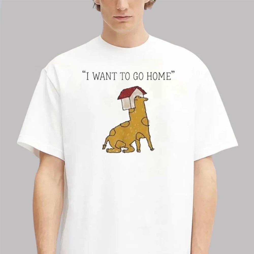 I Want To Go Home Introvert Humor Tee Quirky Dog Meme Graphic Shirt