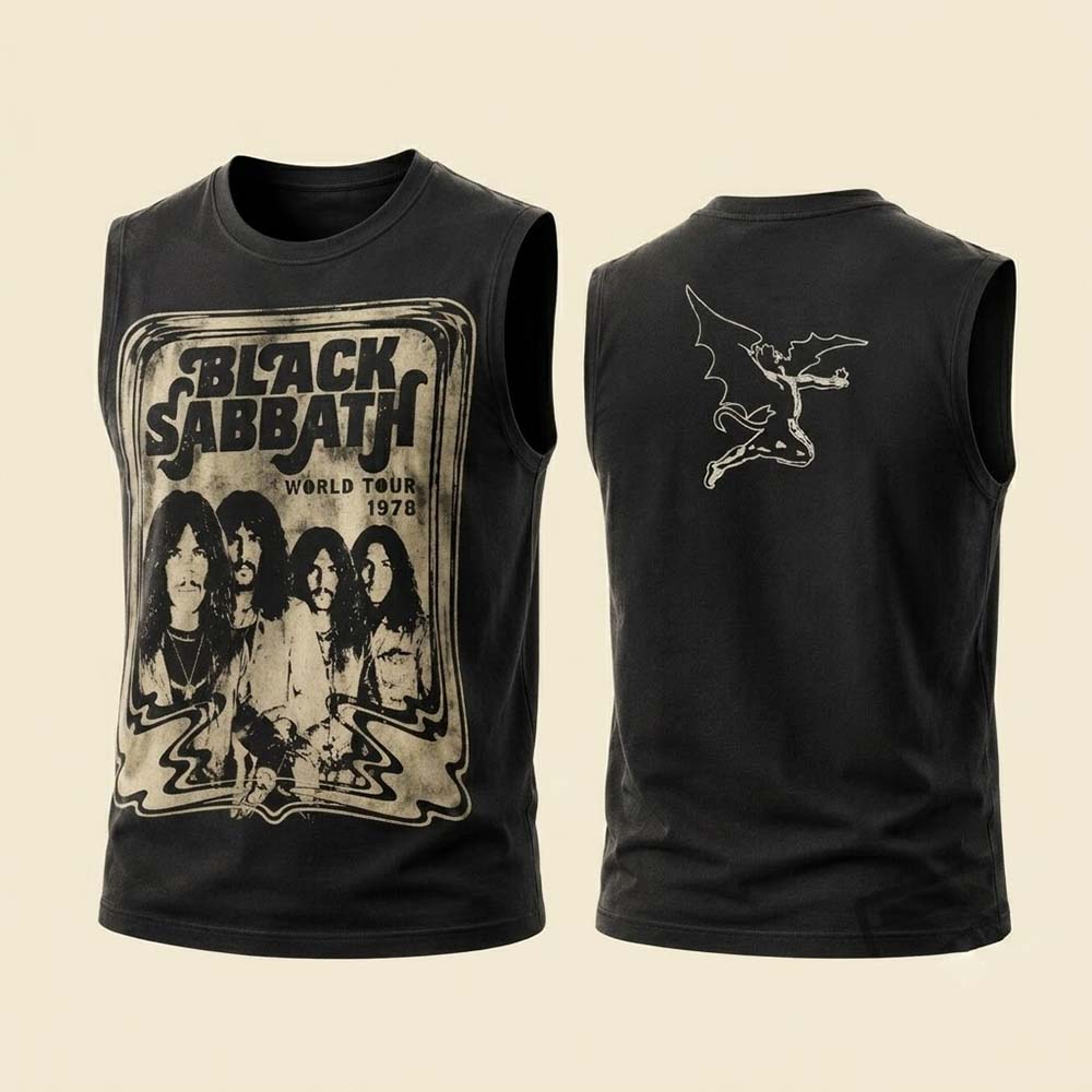 Black Sabbath World Tour 1978 Sleeveless Tee Vintage Heavy Metal Rock Shirt