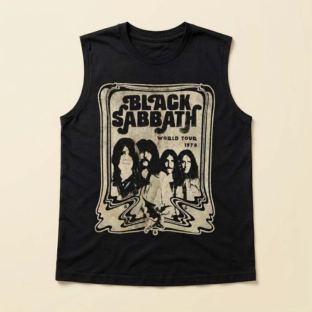 Black Sabbath World Tour 1978 Sleeveless Tee Vintage Heavy Metal Rock Shirt