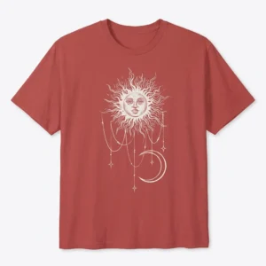 Boho Celestial Sun and Moon Graphic Tee Vintage Mystical Astrology T-Shirt