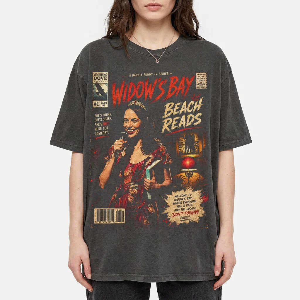 Vintage Comic Graphic Tee Darkly Funny TV Series Merch Style Shirt Sarcastic Retro Horror T-Shirt