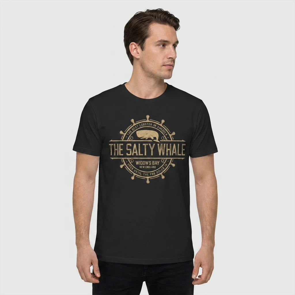 Vintage New England Coastal Graphic Tee The Salty Whale Fictional Seafood Restaurant Shirt Lobster Lover Vacation Apparel