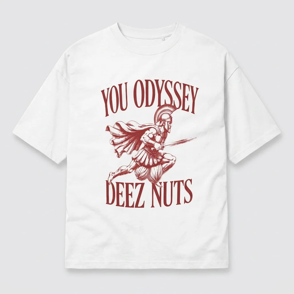 You Odyssey Deez Nuts Funny Spartan Meme T-Shirt Greek Mythology Parody Gag Gift Tee