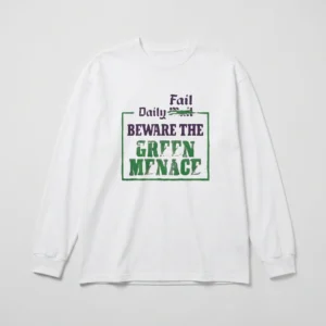 Daily Fail Beware The Green Menace Long Sleeve Tee Funny Satirical Parody Graphic Shirt For Fall Layering