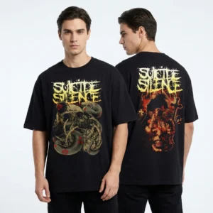 Suicide Silence Deathcore Band Skull Horror Graphic Tee Heavy Metal Concert Tour Shirt