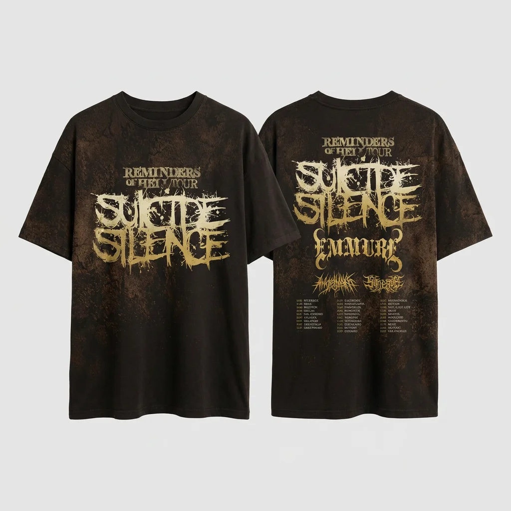 Suicide Silence Emmure Reminders Of Hell Tour Graphic Tee Heavy Metal Concert Shirt