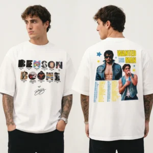 Benson Boone Wanted Man Tour 2026 Graphic Tee Beautiful Things Two Sided Concert Shirt