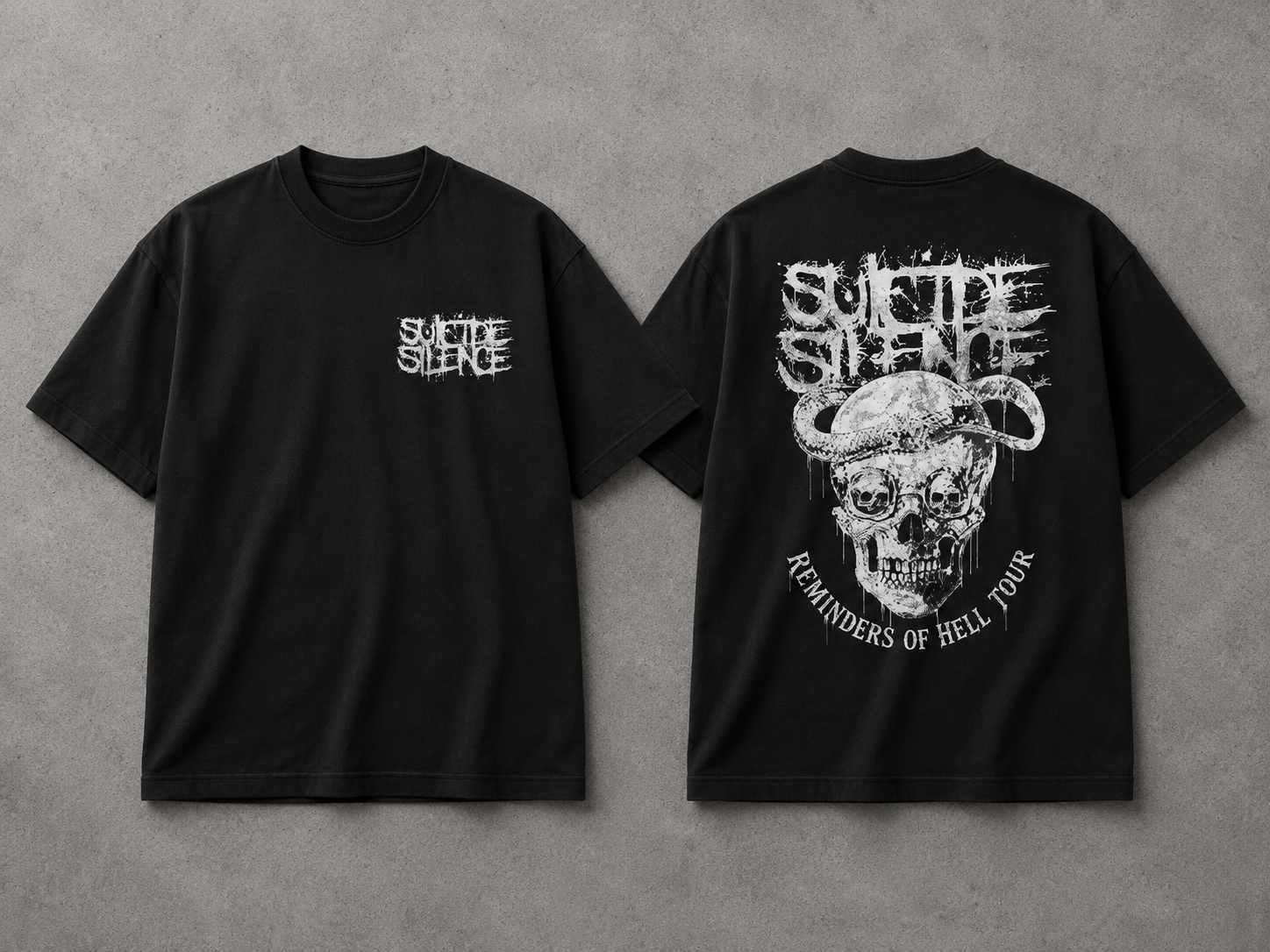 Suicide Silence Reminders Of Hell Tour Graphic Tee Deathcore Metal Band Concert Shirt