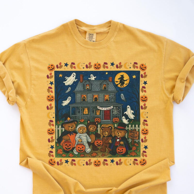 Vintage Halloween Bear T-Shirt - Trick or Treat Spooky Graphic Tee