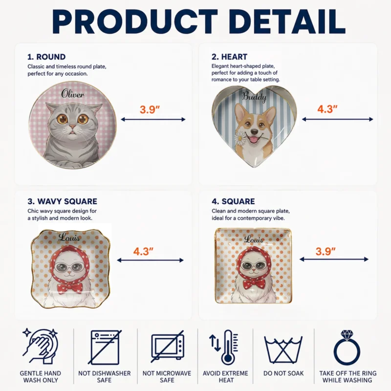 Cute Headscarf Cat Trinket Dish Ceramic Ring Dish Jewelry Tray Decor