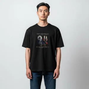 25th Anniversary 9/11 We Will Never Forget Tee, September 11 Memorial Graphic T-Shirt available at our Los Angeles warehouse