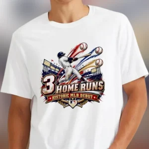 3 Home Runs Historic MLB Debut Tee, Baseball Fan Record Breaking Rookie Graphic Shirt