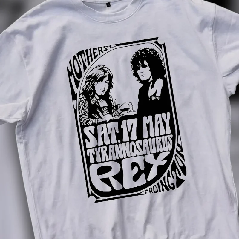 Tyrannosaurus Rex Marc Bolan Vintage Concert Poster Graphic Tee, Retro 1960s Psych Rock Band Shirt