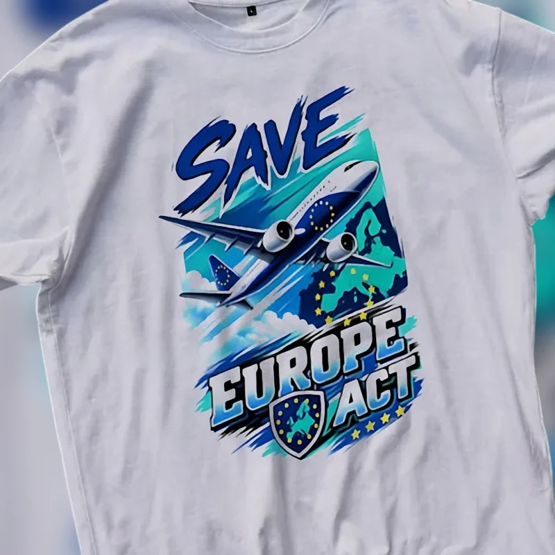 Save Europe Act Graphic Tee European Political Statement Shirt EU Airplane Activism Apparel