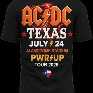 AC/DC Texas July 24 2026 Alamodome Stadium PWR UP Tour Tee, San Antonio Rock Concert Souvenir Shirt