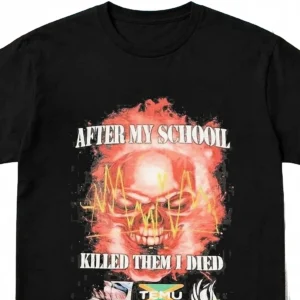 After My School Skull Graphic Tee Edgy Dark Humor Grunge Streetwear T-Shirt
