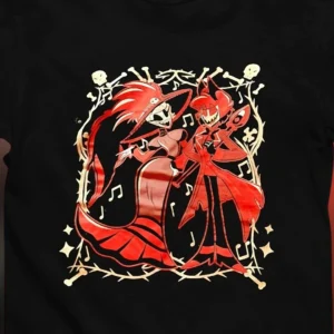 Alastor and Carmilla Carmine Hazbin Hotel Tee, Radio Demon Graphic T-Shirt Gift for Fans