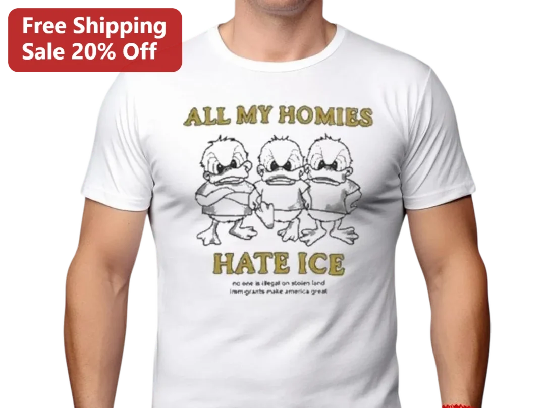 All My Homies Hate ICE Tee, No One Is Illegal On Stolen Land — Los Angeles All My Homies Hate ICE Tee, No One Is Illegal On Stolen Land, Immigrants Make America Great Activist available at our Los Angeles warehouse