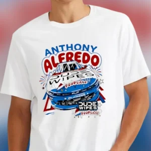 Anthony Alfredo Dude Wipes Poopsicle Racing Tee, Funny Stock Car Driver Fan Graphic T-Shirt, Race Day Gag Gift