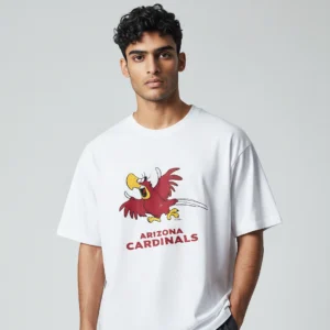 Arizona Cardinals Retro Mascot Graphic Tee, Vintage Cartoon Football Fan Shirt for Men and Women available at our Los Angeles warehouse