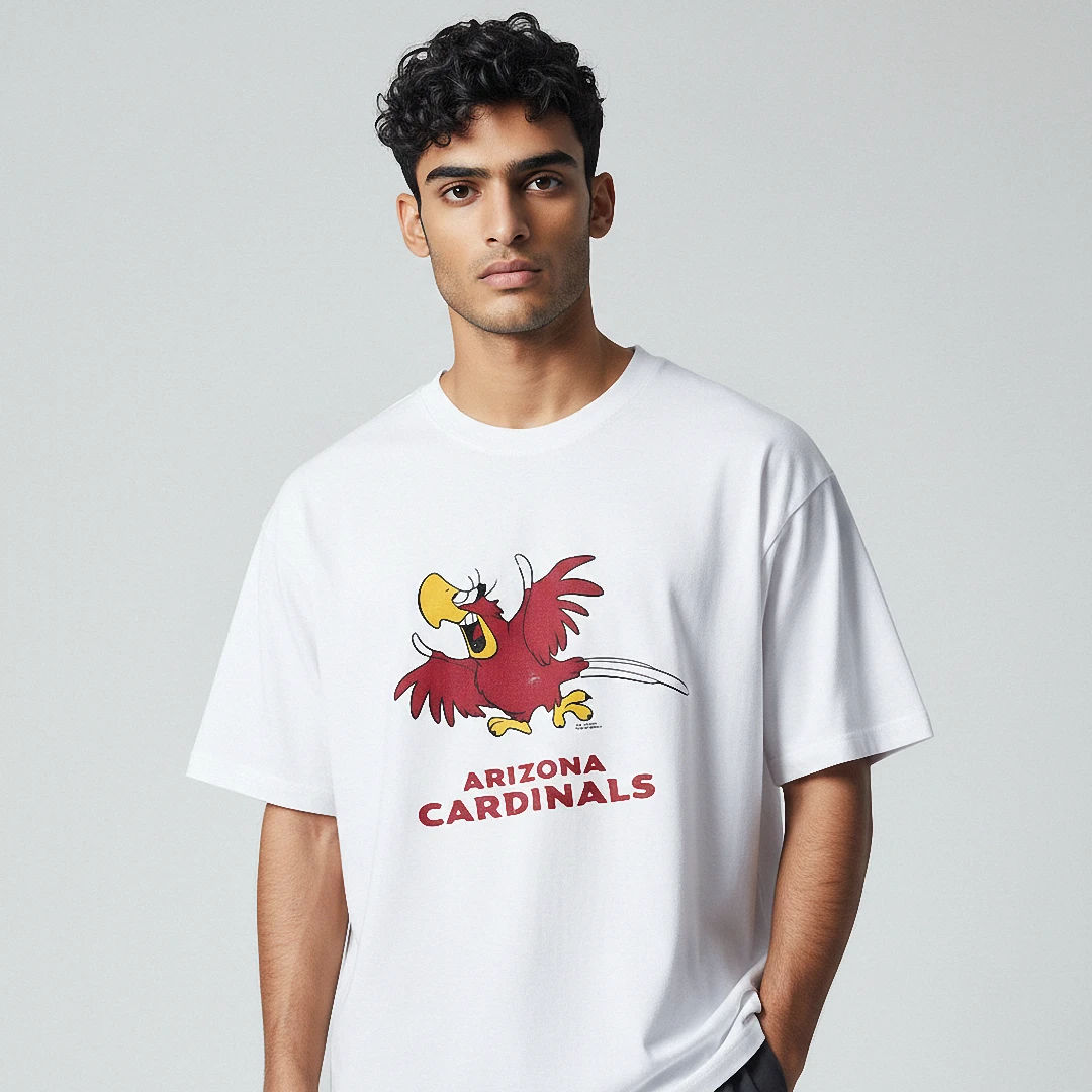 Arizona Cardinals Retro Mascot Graphic Tee, Vintage Cartoon Football Fan Shirt for Men and Women available at our Los Angeles warehouse