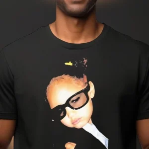Artistic Child Portrait Graphic Tee Cool Toddler in Sunglasses Streetwear Unisex Shirt Gift