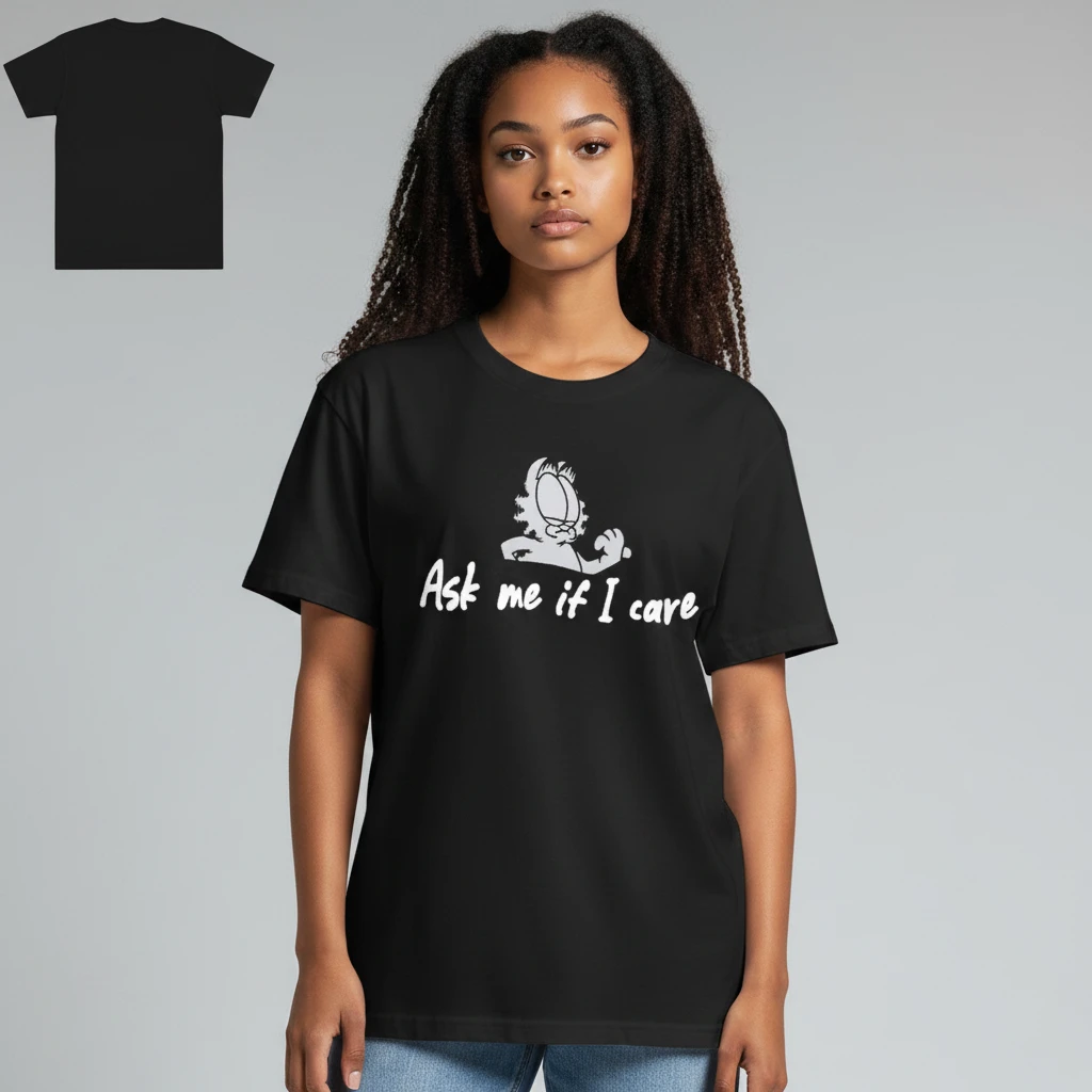Ask Me If I Care Garfield Sarcastic Tee, Funny Comic Cat Gra — Los Angeles Ask Me If I Care Garfield Sarcastic Tee, Funny Comic Cat Graphic T-Shirt Gift available at our Los Angeles warehouse