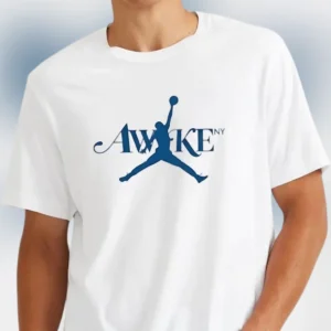Awake NY Basketball Graphic Tee, Vintage Streetwear Jumpman Style Logo Cotton T-Shirt for Men and Women