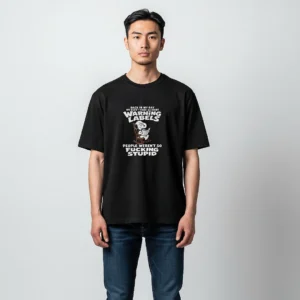 Back in My Day Warning Labels Snoopy Graphic Tee Funny Sarcastic Quote Vintage T-Shirt available at our Los Angeles warehouse