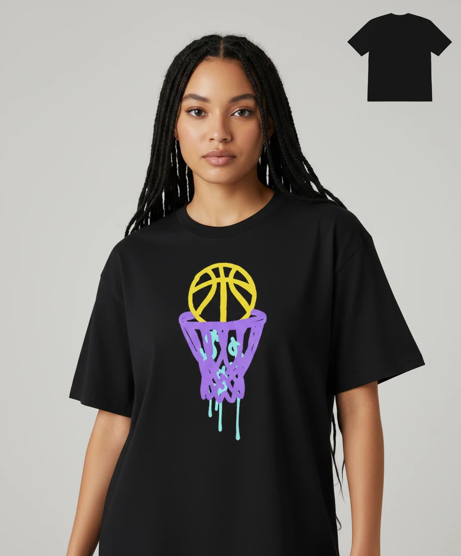 Basketball Drip Art Tee Urban Streetwear Graphic T-Shirt for Basketball Lovers available at our Los Angeles warehouse