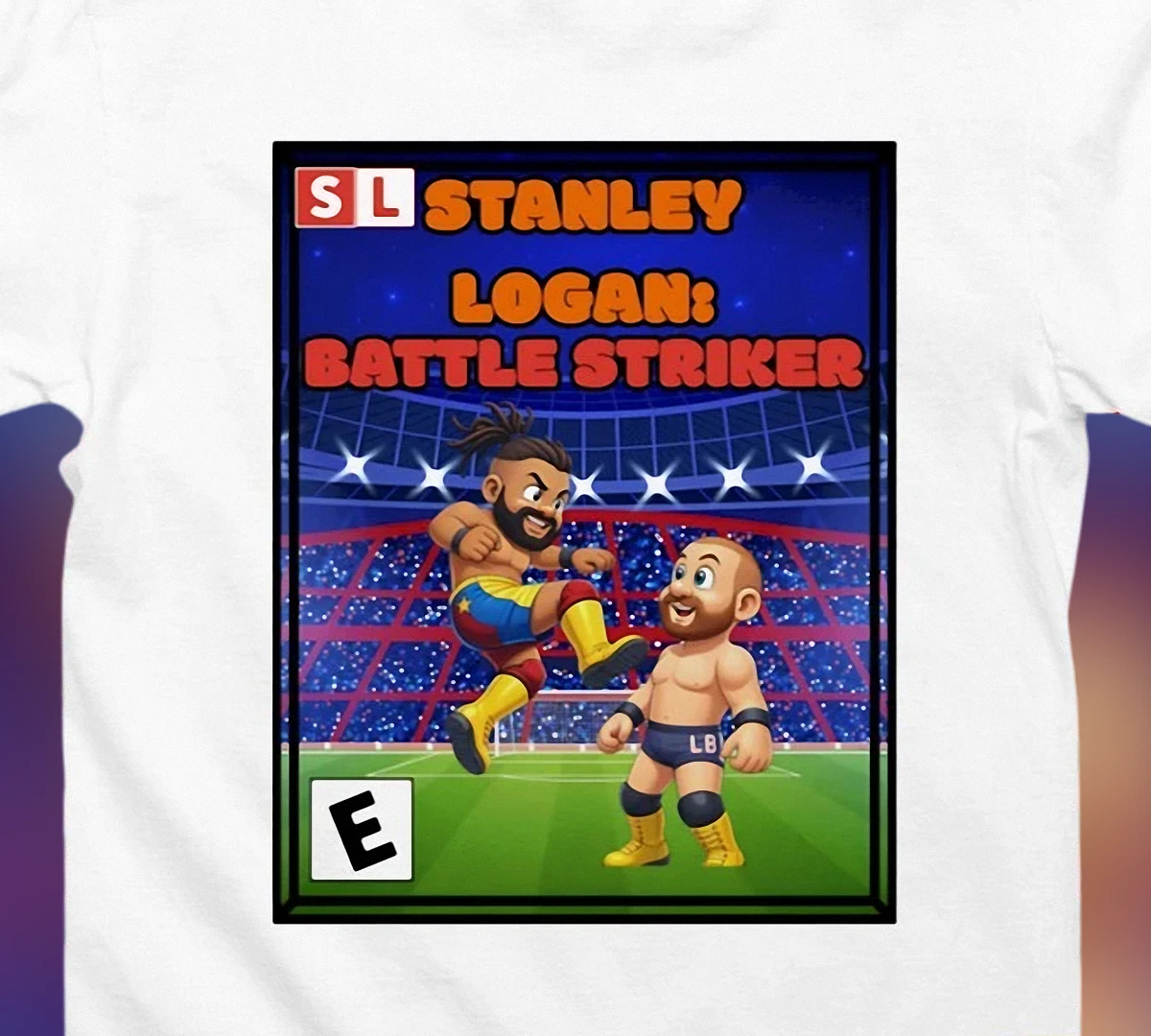 Battle Striker Video Game Graphic Tee, Retro Wrestling and Soccer Chibi Sports Gamer T-Shirt Gift