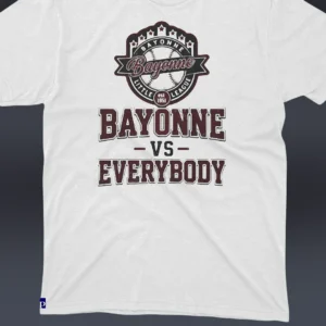 Bayonne Little League Est 1951 Bayonne Vs Everybody Tee, Vintage NJ Baseball Graphic T-Shirt available at our Los Angeles warehouse