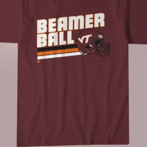 Beamer Ball Vintage Football Graphic Tee, Retro Hokies College Game Day Fan Shirt