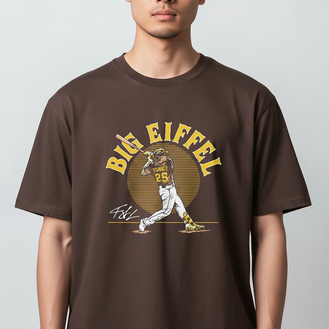 Big Eiffel Ty France Baseball Tee, Vintage Graphic Sports T-Shirt for Fans available at our Los Angeles warehouse
